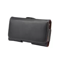 Genuine Leather Holster Pouch Case for iPhone 11 Pro / X 5.8 inch / Samsung Galaxy S9 S8 Etc, Size: 14.5 x 7.5 x 1.6cm - Black