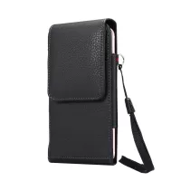 Card Slots Litchi Leather Holster Cover for iPhone 8 Plus /Samsung Galaxy S9+/ Note 8/Huawei Mate 9 etc, Size: 16.5 x 8.1 x 1.5cm - Black