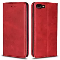 Magnetic Stand Leather Wallet Cover for iPhone 8 Plus/7 Plus 5.5 inch - Red