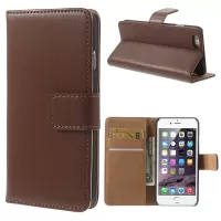 Genuine Split Leather Wallet Stand Cover for iPhone 6s / 6 4.7 inch - Brown