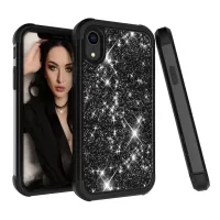 Case for iPhone XR 6.1 inch [Glitter Powder Coated] PC Silicone Shockproof Hybrid Cover - All Black