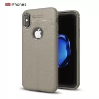 For Apple iPhone XS / X/10 5.8 inch Litchi Grain Soft TPU Case Casing - Grey