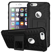 Tyre Pattern PC + TPU Kickstand Case for iPhone 6s 6 - Black