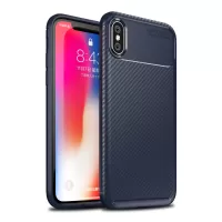 TPU Case for iPhone X/XS 5.8 inch Beetle Series Carbon Fiber TPU Protection Mobile Phone Case - Dark Blue