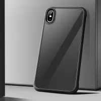 LEEU DESIGN Frosted Anti-shock Clear Acrylic TPU Hybrid Phone Case with 6D Sound Switching Holes for iPhone X / XS 5.8 inch - Black