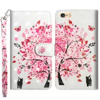 Pattern Printing Wallet Stand Leather Mobile Phone Case for iPhone SE (2nd generation)/8/7 4.7 inch - Cat and Flowered Tree