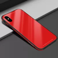 SULADA for iPhone XR 6.1 inch Tempered Glass + Silicone + Metal Hybrid Drop-proof Mobile Case - Red