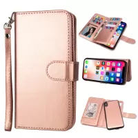 Magnetic Detachable 9 Card Slots Leather Phone Case [with Wallet Stand Functions] for iPhone XR 6.1 inch - Rose Gold
