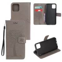 Imprint Tree Owl Leather Wallet Case for iPhone 11 6.1 inch (2019) - Grey