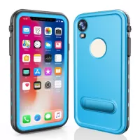 REDPEPPER Dot+ Series Dustproof Snowproof IP68 Waterproof Back Case with Kickstand for iPhone XR 6.1 inch - Blue