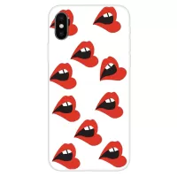 For iPhone XS / X 5.8 inch Pattern Printing TPU Cell Phone Cover - Red Lips