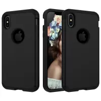 For iPhone XS Max 6.5 inch Heavy Duty 3-piece PC + Silicone Hybrid Case - Black