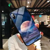 Pattern Printing Tempered Glass + TPU Hybrid Case for iPhone XS 5.8 inch - Planet