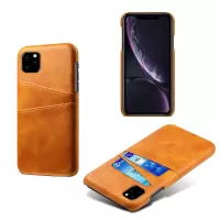 KSQ Double Card Slots PU Leather Coated PC Case for iPhone 11 Pro Max 6.5 inch (2019) - Orange