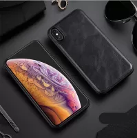 X-LEVEL Vintage Style PU Leather Coated TPU Mobile Phone Case for iPhone XS Max 6.5 inch - Black