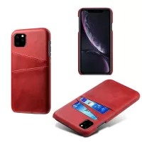 KSQ Double Card Slots PU Leather Coated PC Case for iPhone 11 Pro Max 6.5 inch (2019) - Red