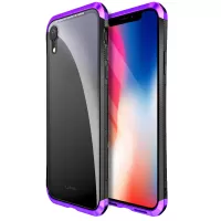 LUPHIE Double Dragon Tempered Glass Back + PC Metal Hybrid Back Case for iPhone XR 6.1 inch - Purple