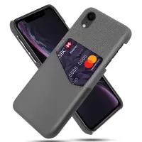 KSQ PC + PU + Cloth Hybrid Phone Back Cover Shell with Card Slot for iPhone XR 6.1 inch - Grey