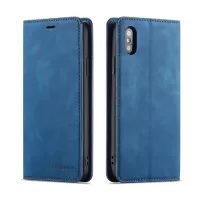 FORWENW Fantasy Series Cell Phone Silky Touch Leather Wallet Case for iPhone XS 5.8 inch - Blue
