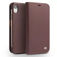 QIALINO Classic Gen II Top Layer Cowhide Leather Wallet Phone Case for iPhone XR 6.1 inch - Brown