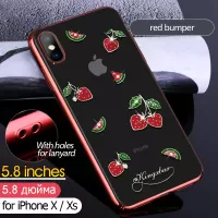 KINGXBAR Crystal Clear Rhinestone Case for iPhone XS / X 5.8 inch Electroplating PC Hard Phone Case - Red Bumper