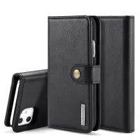 DG.MING Stylish Anti-fingerprint Easy Detechable Split Leather Wallet Flip Folio Case Stand Shockproof PC Inner Cover for iPhone 11 6.1 inch (2019) - Black