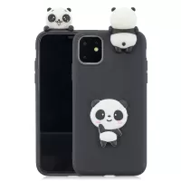 3D Effect Cute Patterned TPU + Silicone Back Case for iPhone 11 Pro Max 6.5 inch (2019) - Black/Panda