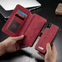 CASEME 007 Series Detachable 2-in-1 Zipper Wallet Split Leather Shell Case for iPhone XR 6.1 inch - Red