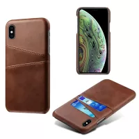 Dual Card Slots PU Leather Coated PC Case for iPhone XS Max 6.5 inch - Brown