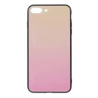 Gradient Color Glass + PC + TPU Phone Case for iPhone 8 Plus / 7 Plus - Gold / Pink