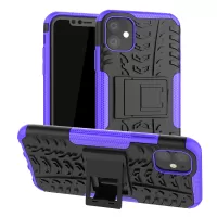 Cool Tyre Pattern PC + TPU Hybrid Case with Kickstand for iPhone 11 6.1 inch - Black / Purple