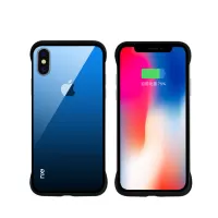 For iPhone XS 5.8 inch NXE Printing Style Gradient Color 9H Glass Back + TPU Edge Cover - Blue/Black