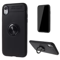 Metal Finger Ring Kickstand TPU Mobile Back Case for iPhone XR 6.1 inch - All Black