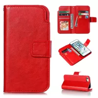 9 Card Slots Crazy Horse Leather Wallet Mobile Cover for iPhone SE (2nd generation)/8/7 4.7 inch - Red