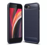 Carbon Fibre Brushed TPU Shell Case for iPhone SE (2nd Generation)/8/7 - Dark Blue