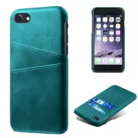 KSQ Double Card Slots Case for iPhone 8/7/SE (2nd Generation) 4.7 inch, PU Leather Coated PC Hard Shell Back Cover - Green
