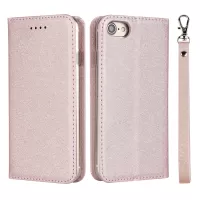 Silk Texture Leather Wallet Stand Phone Case Cover for iPhone 7/8/SE (2nd generation) 2020 - Rose Gold