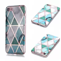 Marble Pattern Rose Gold Electroplating IMD TPU Case Shell for iPhone SE 2nd Gen (2020)/7/8 4.7-inch - White / Cyan