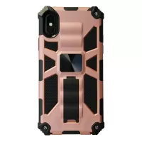 Kickstand Armor Dropproof PC TPU Hybrid Case with Magnetic Metal Sheet for iPhone XS Max 6.5-inch - Rose Gold