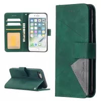 BF05 Geometric Texture Wallet Stand Leather Case for iPhone SE (2nd Generation)/8/7 4.7 inch - Green