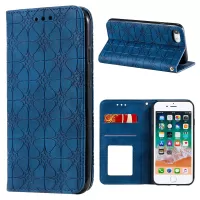 Imprint Flower Surface Auto-absorbed Cover with Card Slots for iPhone 7 / 8 / SE (2nd Generation) - Blue