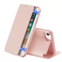 DUX DUCIS Skin X Series Leather Case Auto-absorbed Flip Phone Cover for iPhone SE 2 - Pink