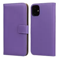 Genuine Leather Wallet Stand Cell Shell Casing for iPhone 11 6.1 inch - Purple