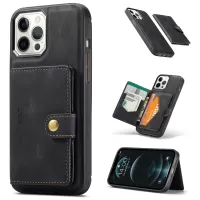 JEEHOOD Detachable Magnetic Wallet Leather Skin TPU Case for iPhone 12 Pro Max - Black