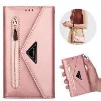 Zipper Cover with Multiple Card Slots Short/Long Strap for iPhone SE (2nd Generation)/8/7 - Rose Gold