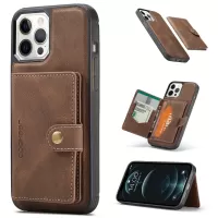 JEEHOOD Detachable Magnetic Wallet Leather Coated TPU Case for iPhone 12 Pro/12 - Brown