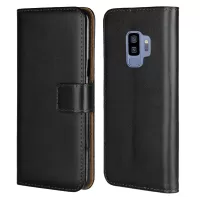 Premium Split Leather Phone Cover Case for Samsung Galaxy S9 G960 with Wallet Stand Functions - Black