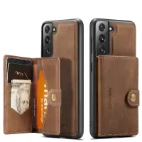 JEEHOOD Magnetic Wallet Design Detachable 2 in 1 Leather Coated TPU Case for Samsung Galaxy S21 5G - Brown