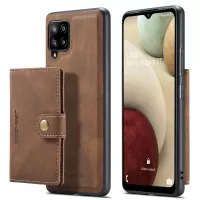 JEEHOOD Detachable 2 in 1 Magnetic Wallet Design Leather Coated TPU Case for Samsung Galaxy A12 - Brown