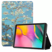 Pattern Printing Bi-fold PU Leather Smart Cover for Samsung Galaxy Tab A 10.1 (2019) SM-T510 (Wi-Fi)/SM-T515 (LTE) - White Flowers